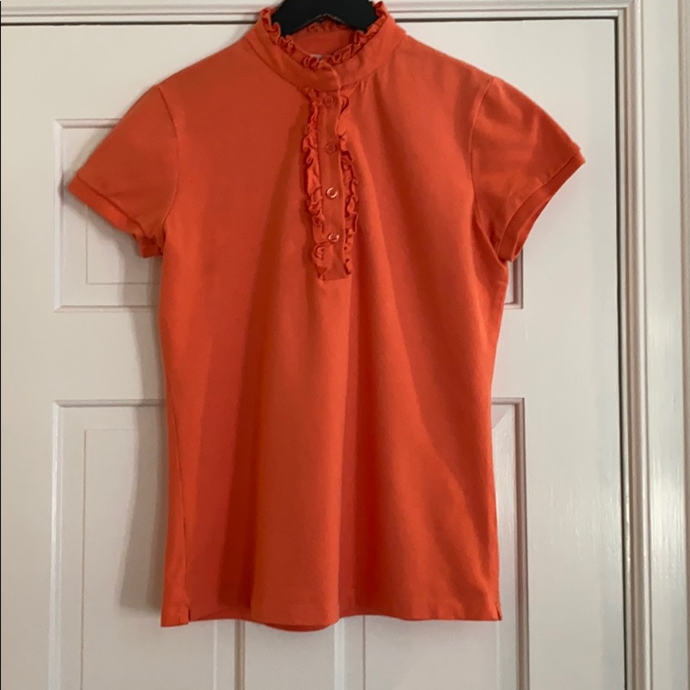 Neiman Marcus Ruffled Collar Polo Shirt